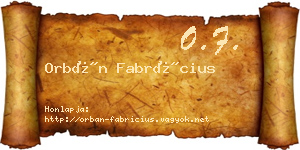 Orbán Fabrícius névjegykártya